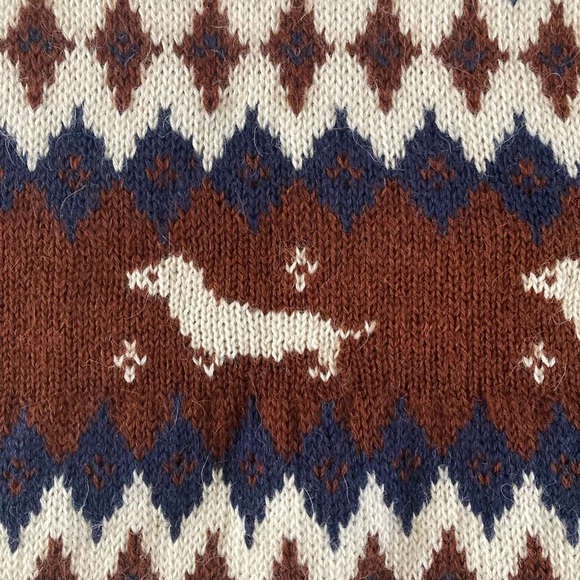 Rachel Antanoff Intarsia Knit Alpaca Wool Hot Dog Fair Isle Sweater NWOT - Picture 8 of 11